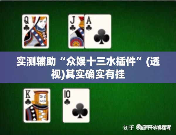 实测辅助“众娱十三水插件”(透视)其实确实有挂