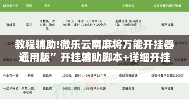 教程辅助!微乐云南麻将万能开挂器通用版”开挂辅助脚本+详细开挂安装教程