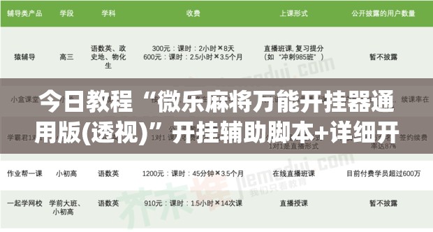 今日教程“微乐麻将万能开挂器通用版(透视)	”开挂辅助脚本+详细开挂安装教程