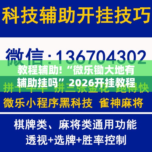 教程辅助!“微乐锄大地有辅助挂吗”2026开挂教程步骤