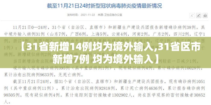 【31省新增14例均为境外输入,31省区市新增7例 均为境外输入】 【31省新增14例均为境外输入,31省区市新增7例 均为境外输入】