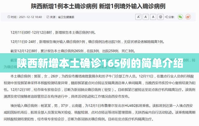 陕西新增本土确诊165例的简单介绍 陕西新增本土确诊165例的简单介绍