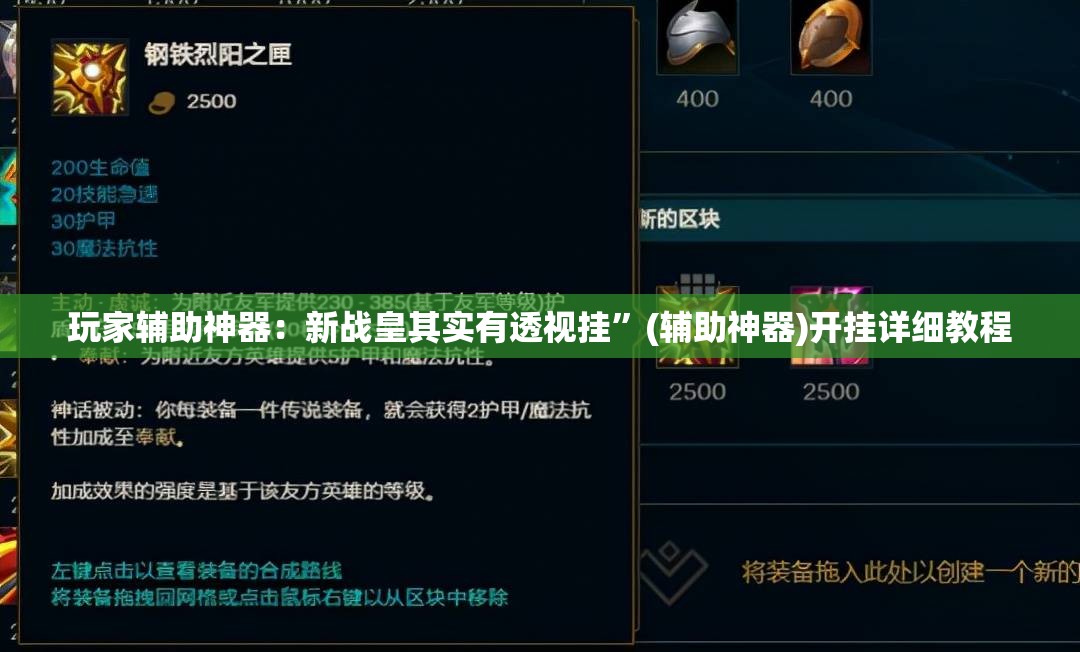 玩家辅助神器：新战皇其实有透视挂	”(辅助神器)开挂详细教程