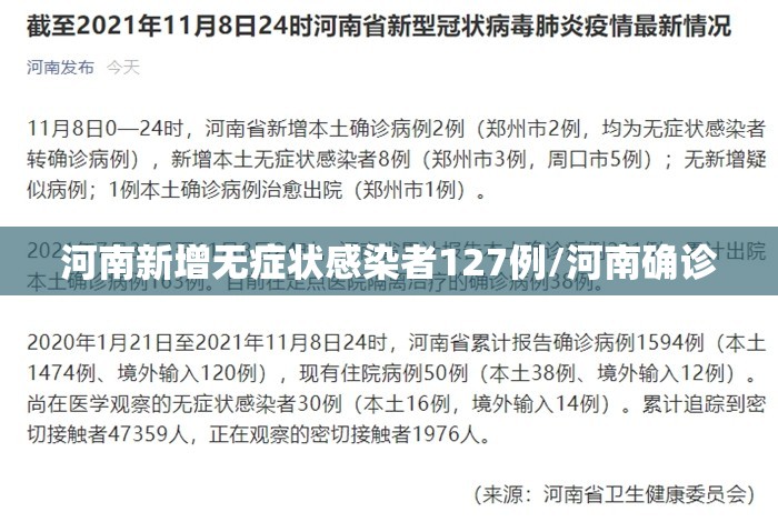 河南新增无症状感染者127例/河南确诊