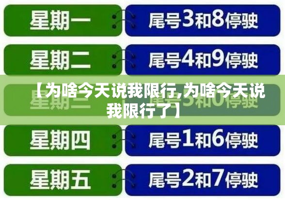 【为啥今天说我限行,为啥今天说我限行了】 【为啥今天说我限行,为啥今天说我限行了】