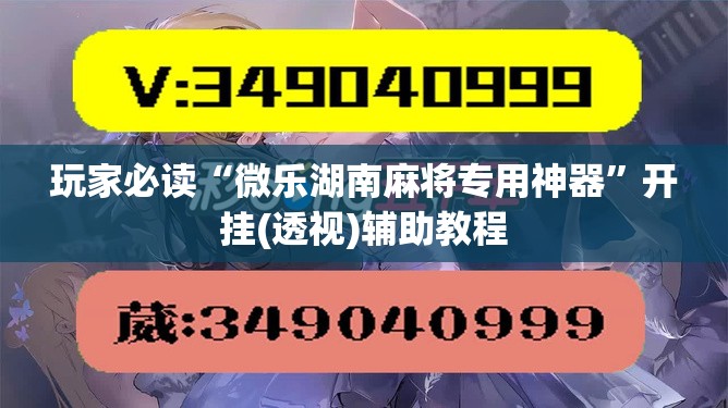玩家必读“微乐湖南麻将专用神器”开挂(透视)辅助教程