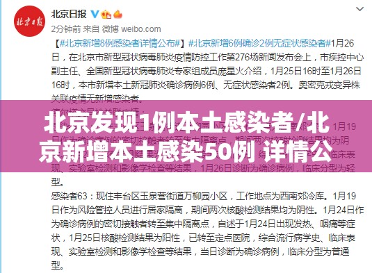 北京发现1例本土感染者/北京新增本土感染50例 详情公布 北京发现1例本土感染者/北京新增本土感染50例 详情公布