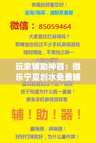 玩家辅助神器：微乐宁夏划水免费辅助器”开挂(透视)辅助神器