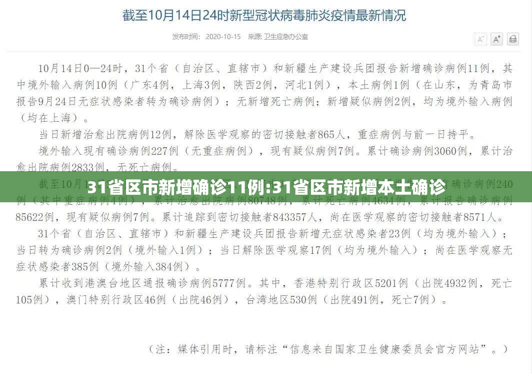 31省区市新增确诊11例:31省区市新增本土确诊 31省区市新增确诊11例:31省区市新增本土确诊