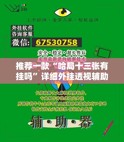 推荐一款“哈局十三张有挂吗”详细外挂透视辅助软件教程