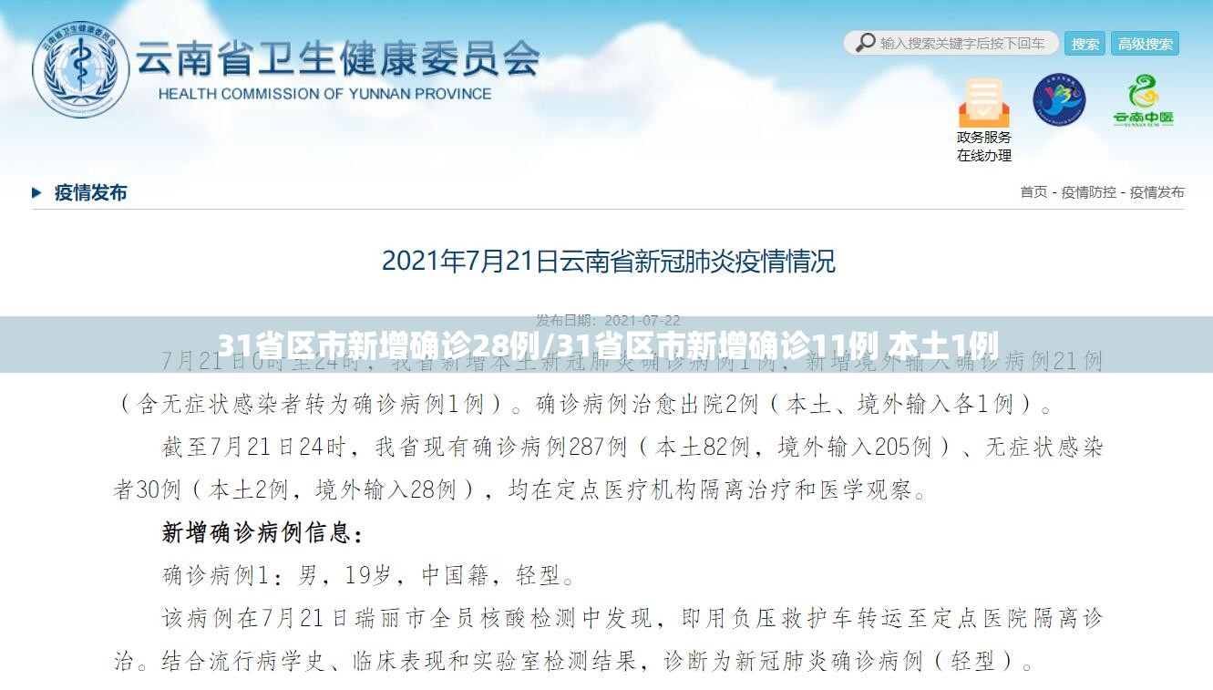 31省区市新增确诊28例/31省区市新增确诊11例 本土1例
