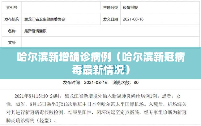 哈尔滨新增确诊病例(哈尔滨新冠病毒最新情况) 哈尔滨新增确诊病例(哈尔滨新冠病毒最新情况)