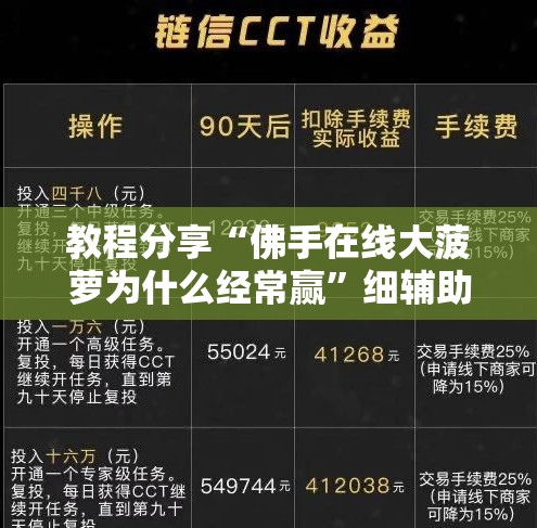 教程分享“佛手在线大菠萝为什么经常赢”细辅助教程分享
