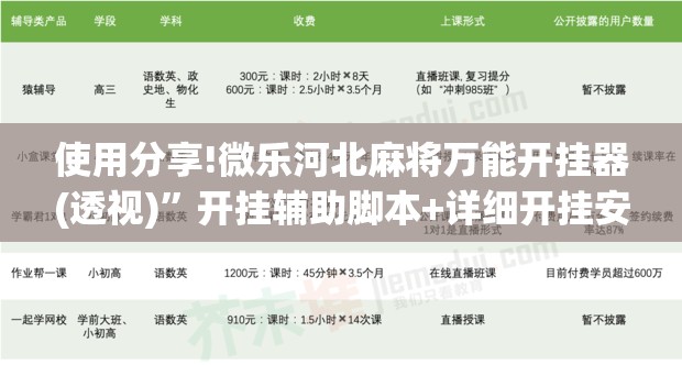 使用分享!微乐河北麻将万能开挂器(透视)	”开挂辅助脚本+详细开挂安装教程